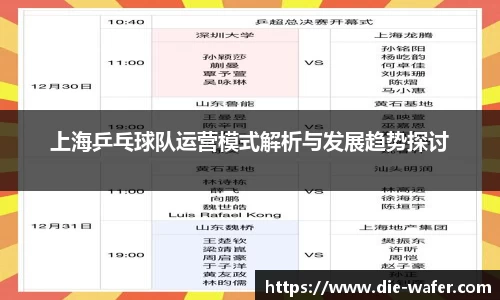 上海乒乓球队运营模式解析与发展趋势探讨